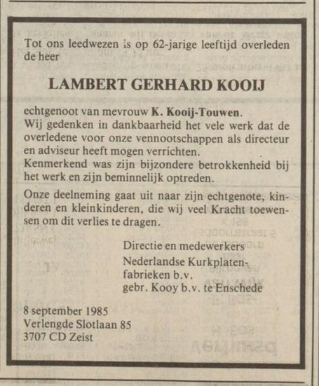 L.G. Kooij overlijdensadvertentie Nederlands dagblad gereformeerd gezinsblad 11-9-1985 (2).jpg