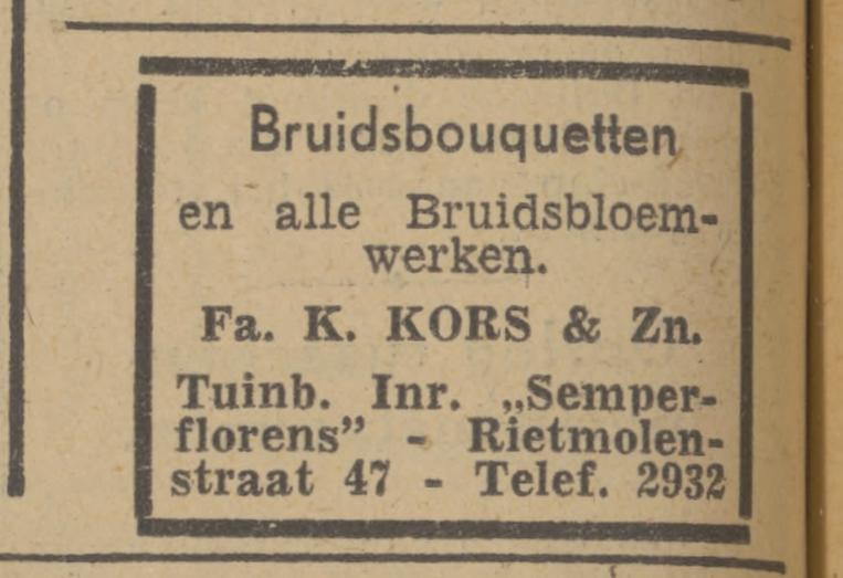 Rietmolenstraat 47 Fa. K. Kors & Zn. advertentie Twentsch nieuwsblad 7-1-1943.jpg