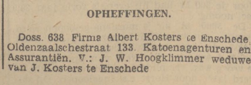 Oldenzaalsestraat 133 J.W. Kosters-Hoogklimmer krantenbericht Tubantia 7-8-1939.jpg