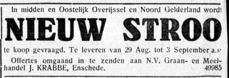 N.V. Graan- en Meelhandel J. Krabbe advertentie Graafschapbode 23-8-1927.jpg