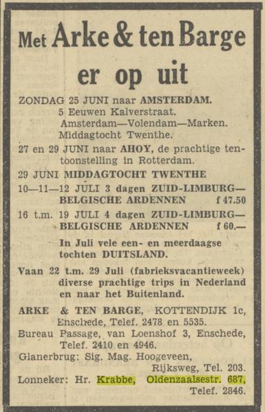 Oldenzaalsestraat 687 Krabbe advertentie Tubantia 22-6-1950.jpg