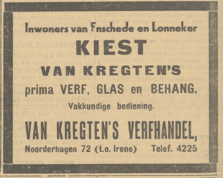 Noorderhagen 72 Van Kregten's Verfhandel advertentie Tubantia 21-4-1933.jpg
