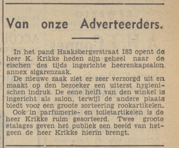 Haaksbergerstraat 183 K. Krikke krantenbericht Tubantia 18-9-1937.jpg