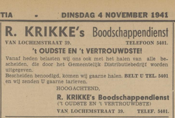 van Lochemstraat 39 Boodschappendienst R. Krikke advertentie Tubantia 4-11-1941.jpg