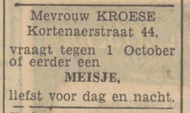 Kortenaerstraat 44 Mevr. Kroese advertentie Tubantia 16-8-1947.jpg