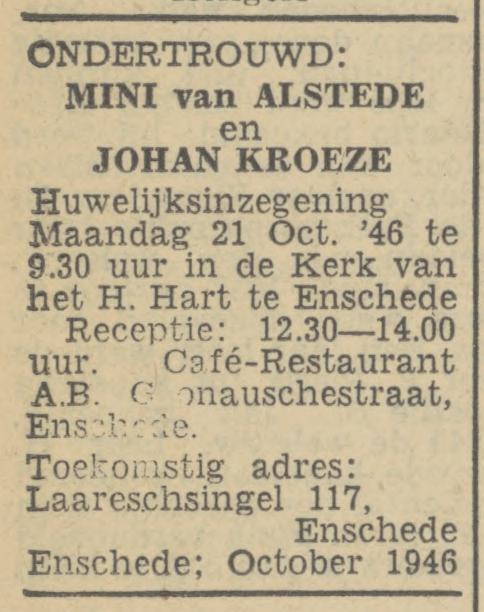 Laaressingel 117 J. Kroeze advertentie Tubantia 4-10-1946.jpg