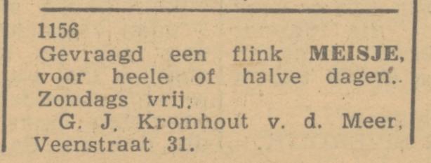 Veenstraat 31 G.J. Kromhout v.d. Meer advertentie De Waarheid 24-8-1945.jpg