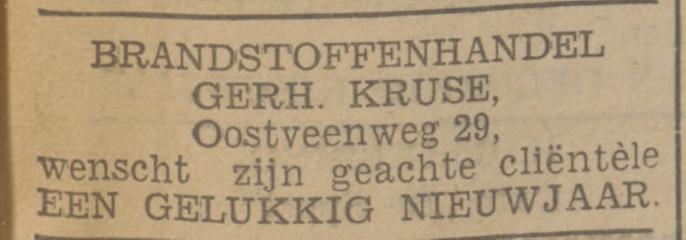 Oostveenweg 29 Brandstoffenhandel Gerh. Kruse advertentie Tubantia 30-12-1939.jpg