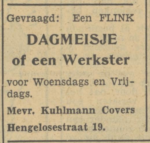 Hengelosestraat 19 Mevr. Kuhlmann Covers advetentie Tubantia 18-3-1950.jpg