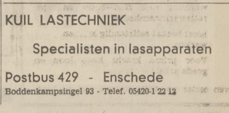 Boddenkampsingel 93 Kuil Lastechniek advertentie Tubantia 8-8-1968.jpg