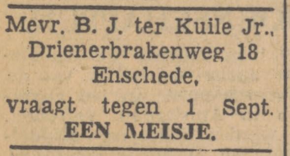 Drienerbrakenweg 18 B.J. ter Kuile Jr. advertentie Tubantia 14-8-1947.jpg