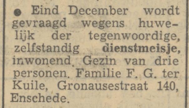 Gronausestraat 140 F.G. ter Kuile advertentie Tubantia 23-11-1950.jpg
