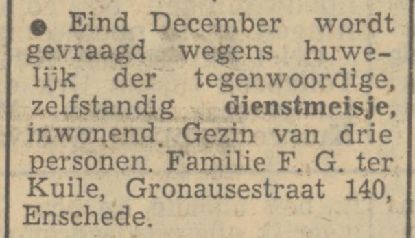 Gronausestraat 140 F.G. ter Kuile advertentie Tubantia 23-11-1950.jpg