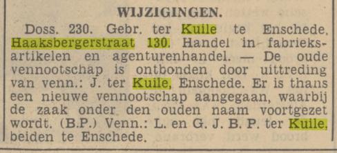 Haaksbergerstraat 130 Gebr. ter Kuile krantenbericht Tubantia 16-4-1938.jpg