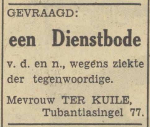 Tubantiasingel 77 Mevr. ter Kuile advertentie Tubantia 18-1-1950.jpg