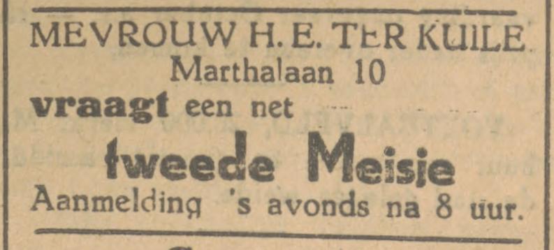 Marthalaan 10 H.E. ter Kuile advertentie Tubantia 20-2-1929.jpg