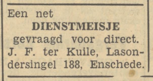 Lasondersingel 188 J.F. ter Kuile advertentie Tubantia 3-11-1950.jpg