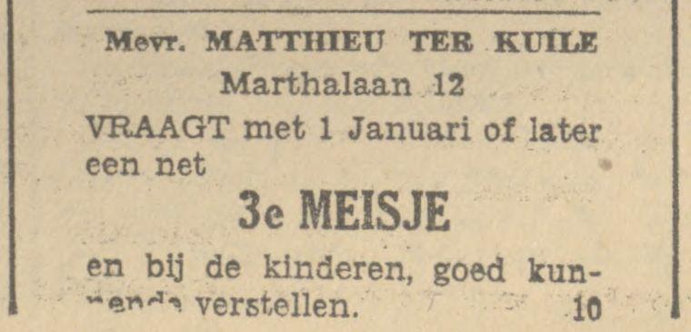 Marthalaan 12 Matthieu ter Kuile advertentie Tubantia 27-11-1930.jpg