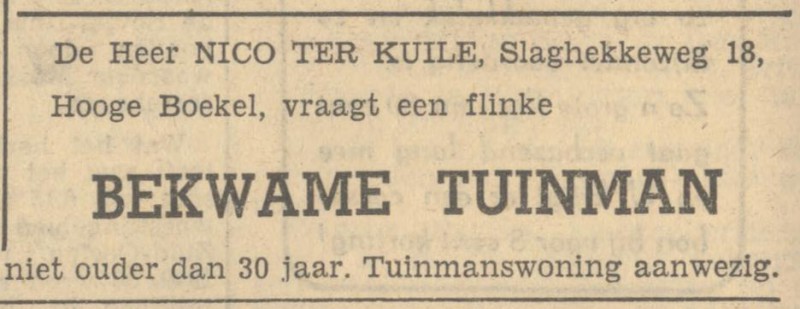 Slaghekkeweg 18 Nico ter Kuile advertentie Tubantia 7-6-1951.jpg