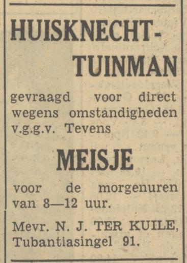 Tubantiasingel 91 N.J. ter Kuile advertentie Tubantia 25-11-1950.jpg