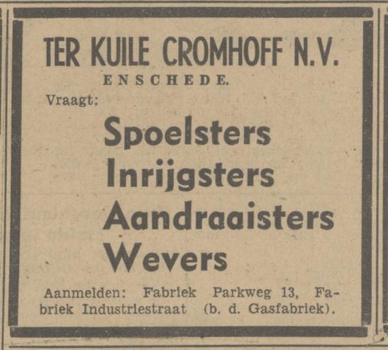 Parkweg 13 Ter Kuile Cromhoff N.V. advertentie Tubantia 12-2-1948.jpg