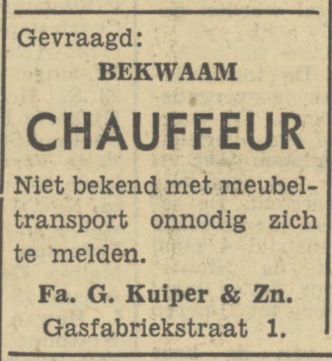 Gasfabriekstraat 1 Fa. G. Kuiper & Zn advertentie Tubantia 24-4-1950.jpg