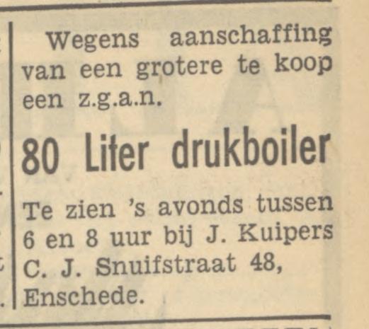 C.J. Snuifstraat 48 J. Kuipers advertentie Tubantia 7-11-1949.jpg