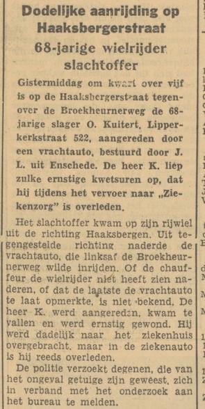 Lip;perkerkstraat 522 O. Kuitert slager krantenbericht Tubantia 29-12-1951.jpg