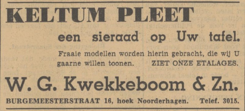 Burgemeesterstraat 16 hoek Noorderhagen W.G. Kwekkeboom & Zn. advertentie Tubantia 22-11-1940.jpg