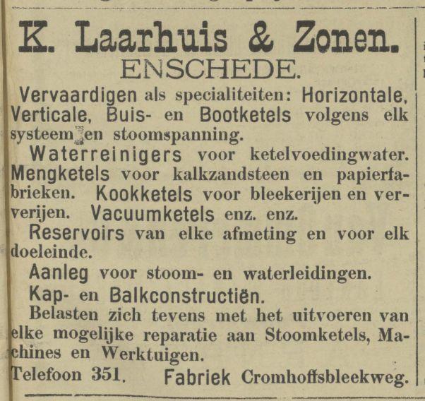 Cromhoffsbleekweg  K. Laarhuis & Zonen advertentie Tubantia 9-2-1907.jpg