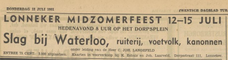 Dorpsstraat 111 J. Laarveld advertentie Tubantia 11-7-1951.jpg