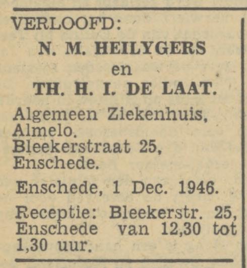 Blekerstraat 25 Th. de Laat advertentie Tubantia 27-11-1946.jpg