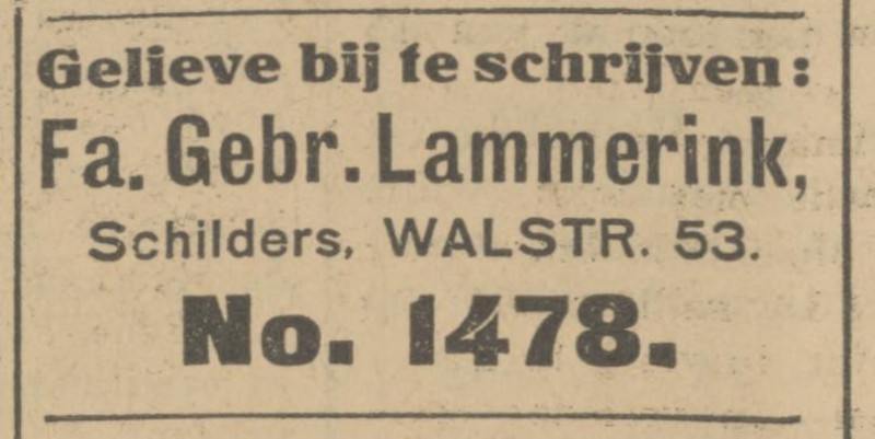 Walstraat 53 Fa. Gebr. Lammerink advertentie Tubantia 17-8-1927.jpg