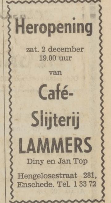 Hengelosestraat 281 cafe Lammers advertentie Tubantia 1-12-1972.jpg