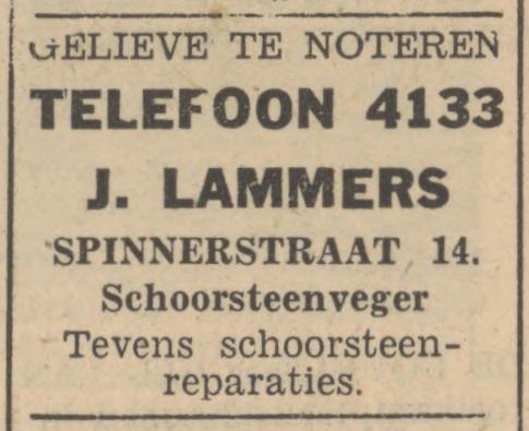 Spinnerstraat 14 J. Lammers schoorsteenveger advertentie Tubantia 3-9-1947.jpg