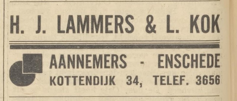 Kottendijk 34 H.J. Lammers & L. Kok Aannemers advertentie 16-6-1933.jpg