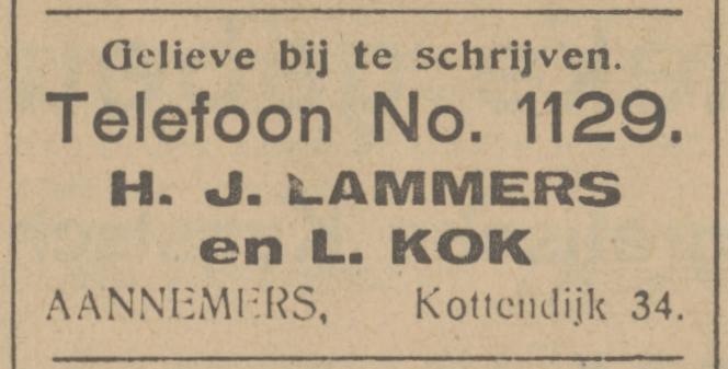 Kottendijk 34 H.J. Lammers & L. Kok Aannemers advertentie Tubantia 27-1-1925.jpg