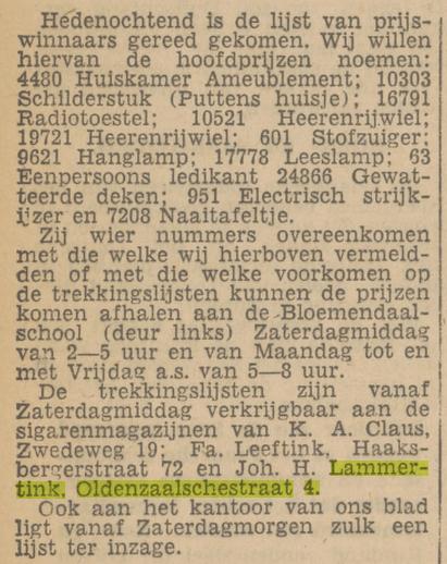 Oldenzaalsestraat 4 Joh.H. Lammertink Sigarenmagazijn krantenbericht Tubantia 24-1-1947.jpg