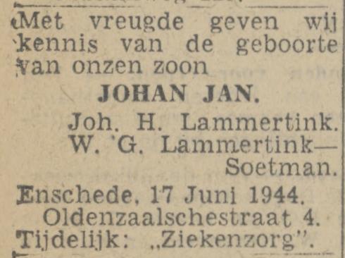 Oldenzaalsestraat 4 Joh.H. Lammertink advertentie Twentsch nieuwsblad 17-6-1944.jpg
