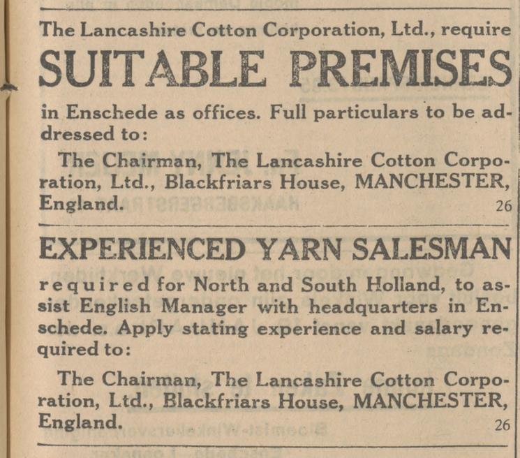 The Lancashire Cotton Corporation Ltd. Enschede. advertentie Tubantia 15-10-1930.jpg