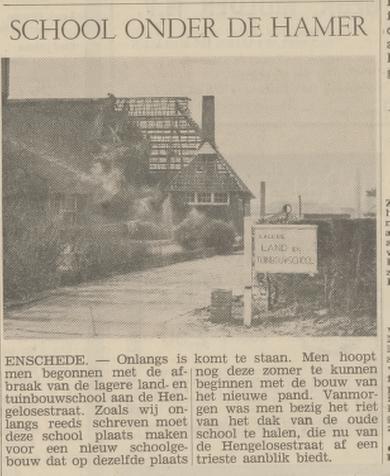Hengelosestraat 479  Land- en Tuinbouwschool sloop krantenbericht Tubantia 14-3-1966.jpg