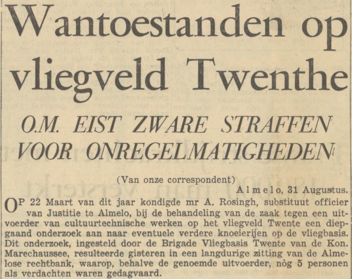 vliegbasis Twente Brigade Koninklijke Marechausse krantenbericht Tubantia 31-8-1955.jpg