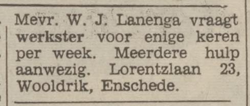 Lorentzlaan 23 W.J. Lanenga advertentie Tubantia 5-9-1968.jpg