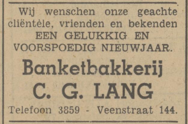 Veenstraat 144 C.G. Lang Banketbakkerij advertentie Tubantia 31-12-1940.jpg