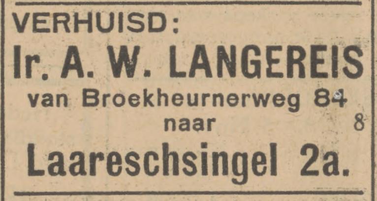 Laaressingel 2a Ir. A.W. Langereis advertentie Tubantia 5-11-1929.jpg