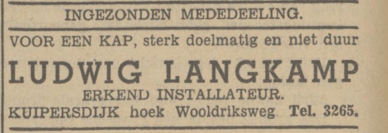 Kuipersdijk heok Wooldriksweg L. Langkamp advertentie Tubantia 23-10-1939.jpg