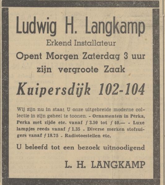 Kuipersdijk 102-104 L.H. Langkamp advertentie Tubantia 10-12-1939.jpg