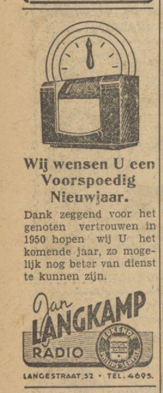 Langestraat 52 Radio Jan Langkamp advertentie Tubantia 30-12-1950.jpg