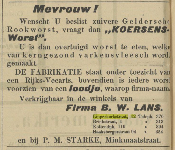 Lipperkerkstraat 42 Firma B.W. Lans kruidenier advertentie Tubantia 19-10-1907.jpg