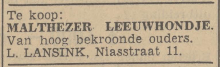 Niasstraat 11 L. Lansink advertentie Tubantia 27-4-1938.jpg